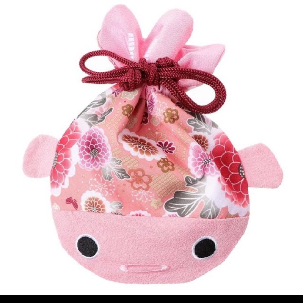 Daiso Japan Pink Goldfish Drawstring  Pouch